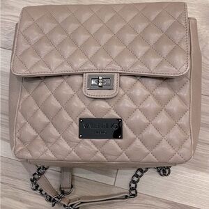 Mario Valentino Taupe Quilted Backpack